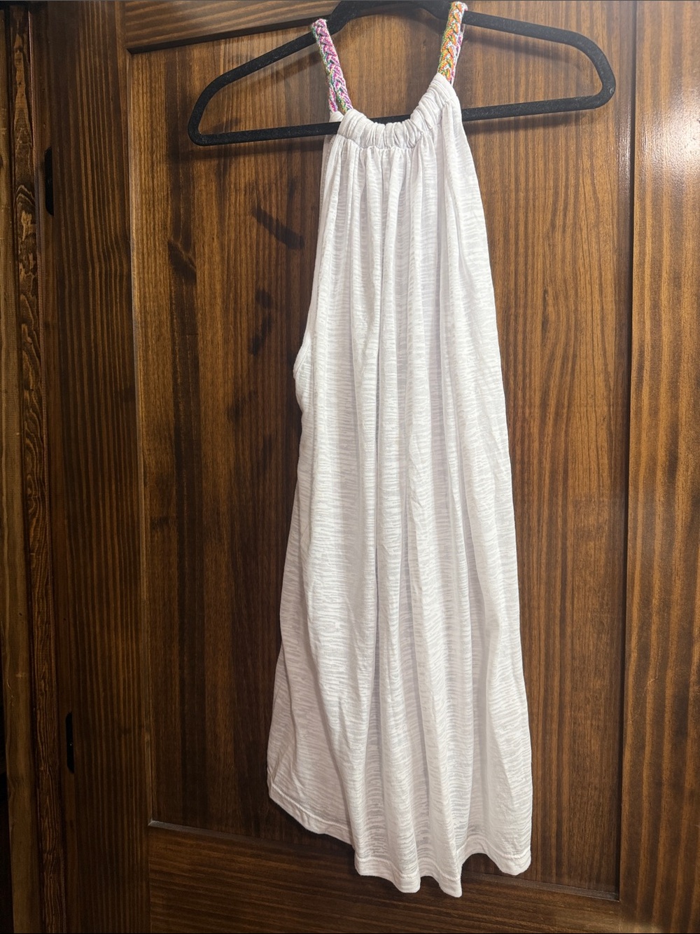Women’s White Halter Nightdress with Braided Straps